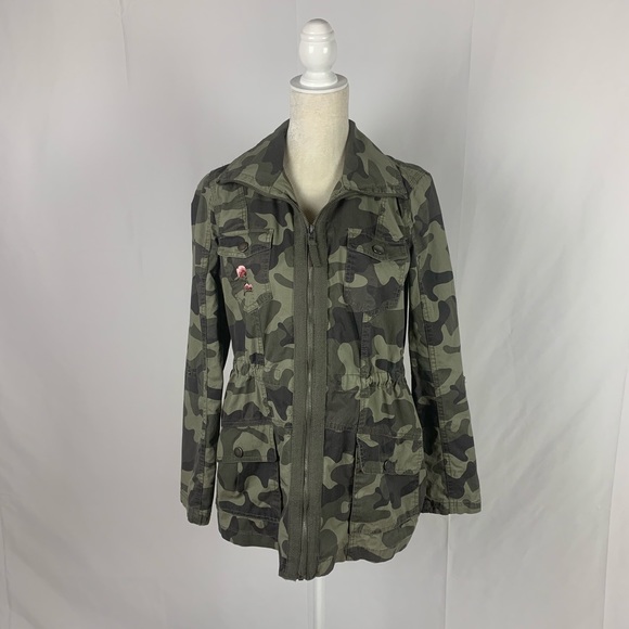 Jade & Ivory Floral Embroidery Camouflage Camo Jacket Women's Size Small - Picture 2 of 8